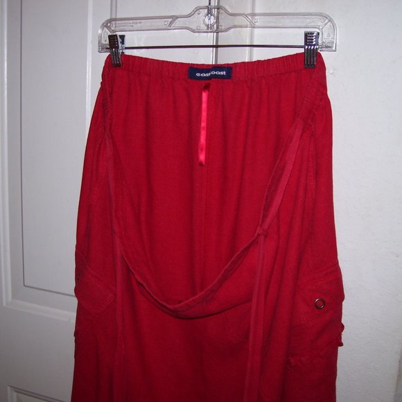 East Coast Red Maxi Linen Blend Skirt Size 24 - Picture 4 of 12